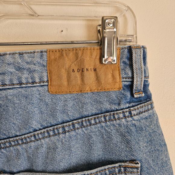 & Denim High Slit Denim Skirt, Light Wash, Ghost Hem Sz S - Picture 4 of 7